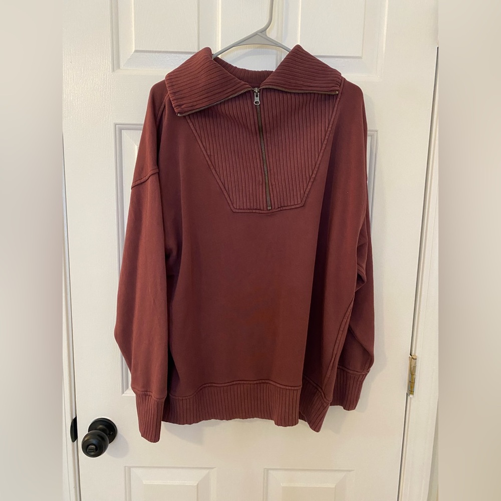 AERIE - BURGUNDY QUARTER ZIP
